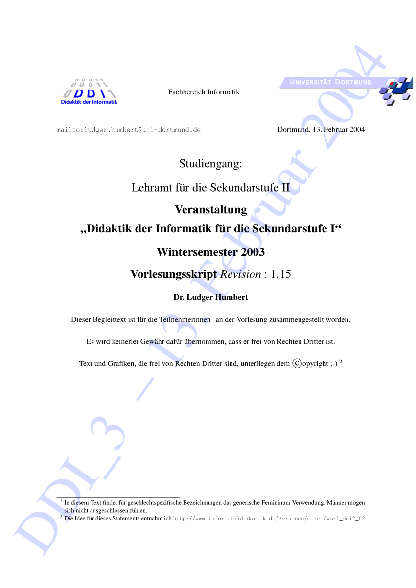 PDF Didaktik der Informatik für Sekundarstufe I
