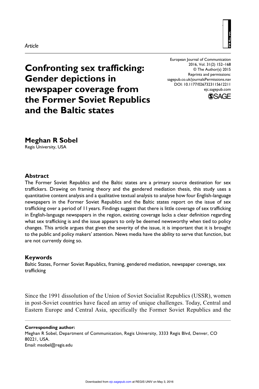 Pdf Confronting Sex Trafficking Gender Depictions In Newspaper Coverage From The Former 