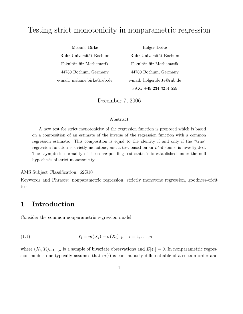 Pdf Testing Strict Monotonicity In Nonparametric Regression