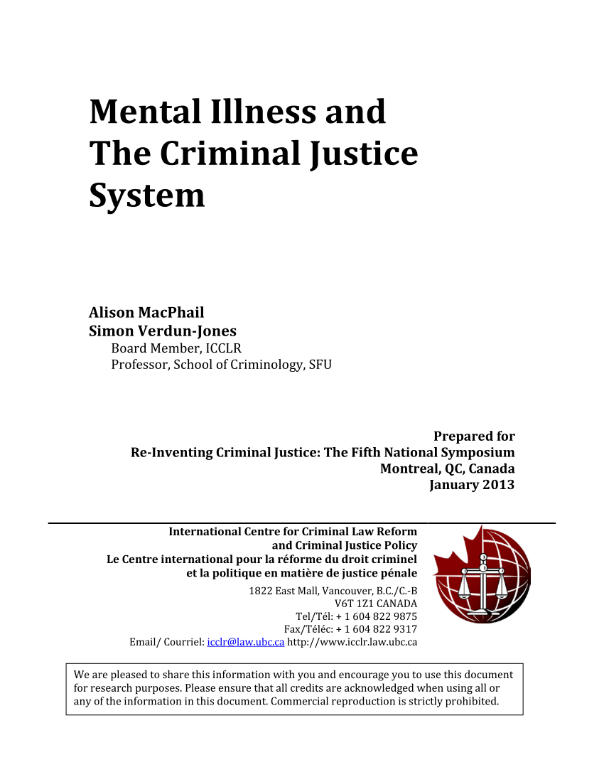 Pdf Mental Illness And The Criminal Justice System