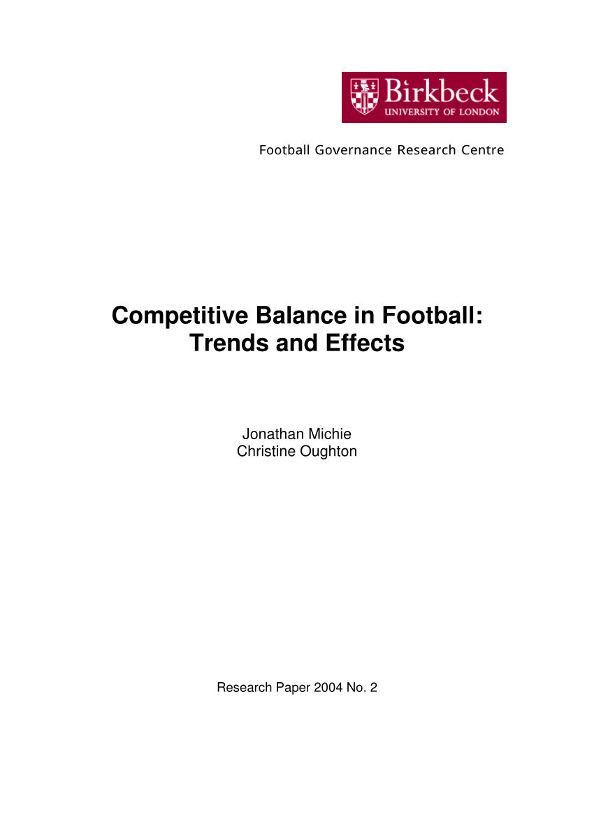 Pdf Competitive Balance In Football Trends And Effects