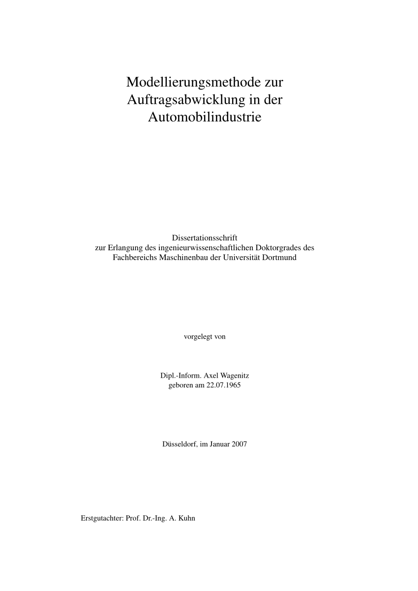 PDF) Modellierungsmethode zur Auftragsabwicklung in Automobilindustrie der