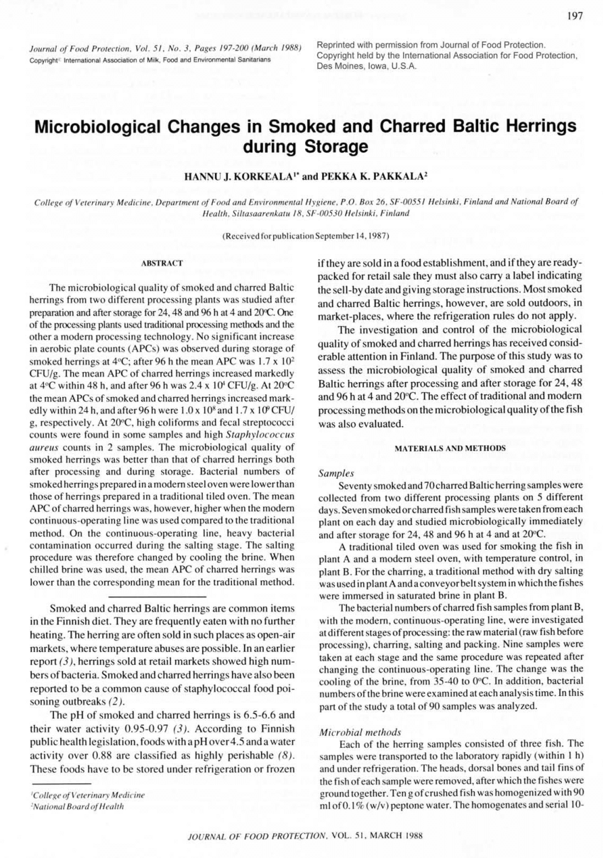 (PDF) Microbiological Changes in Smoked and Charred Baltic Herrings ...