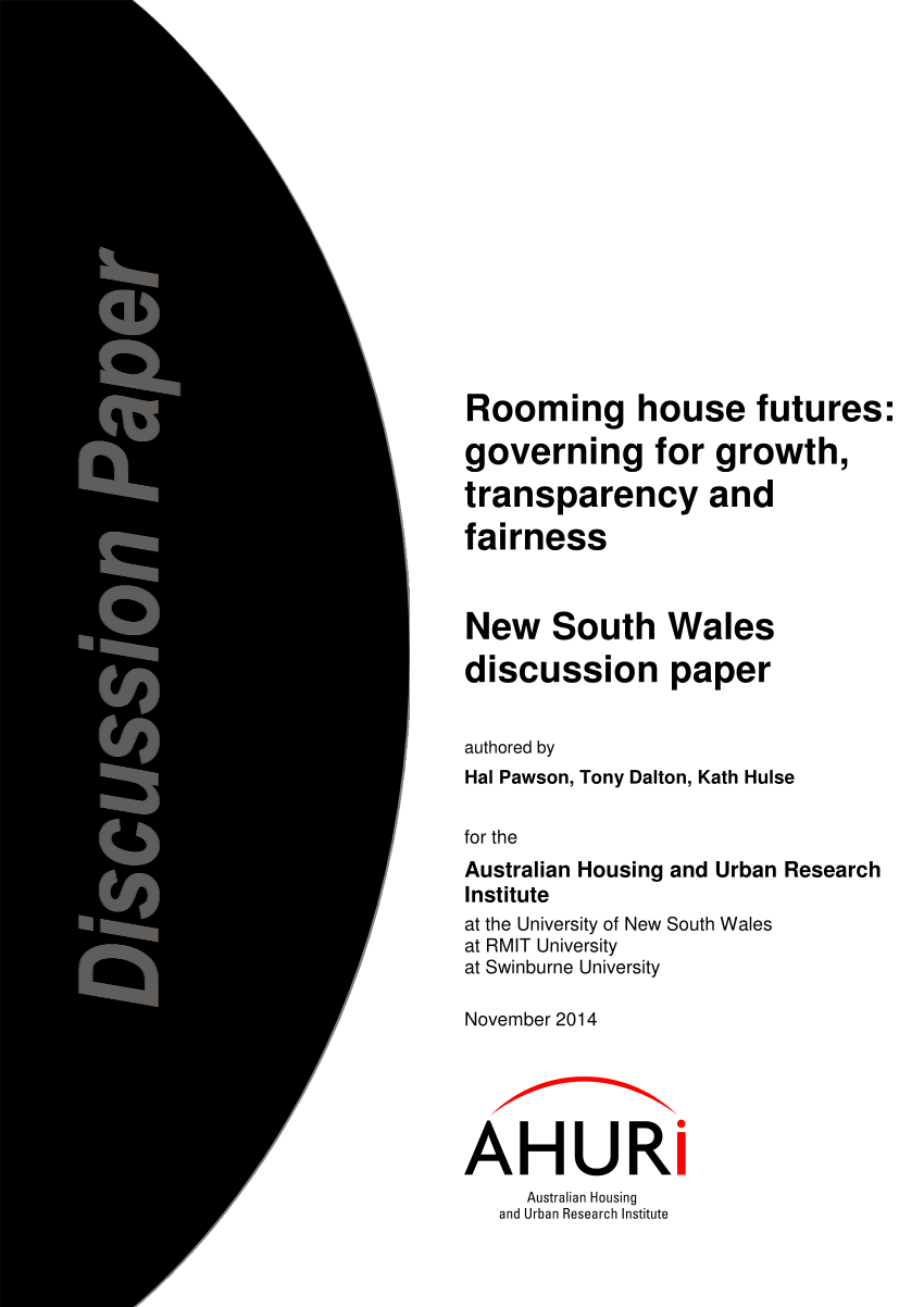 Pdf Rooming House Futures Nsw Discussion Paper