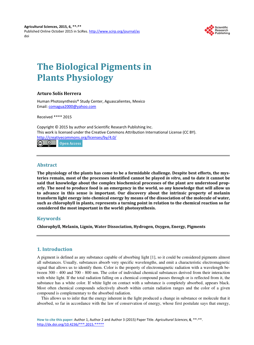 (PDF) The Biological Pigments in Plants Physiology