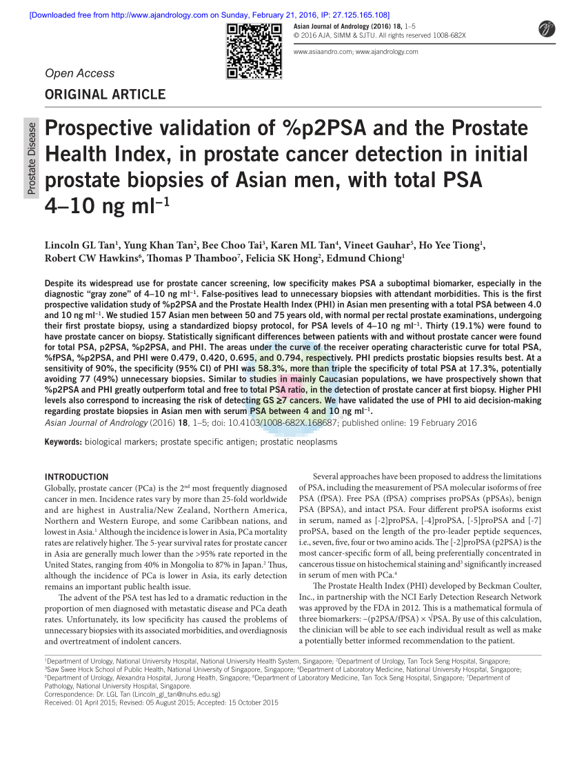 Pdf Prospective Validation Of P2psa And The Prostate Health Index Phi In Prostate Cancer 