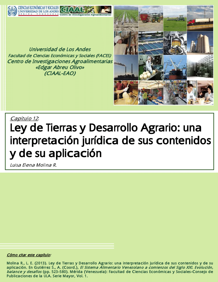 PDF) Ley de Tierras y Desarrollo Agrario: una interpretación jurídica de  sus contenidos y de su aplicación