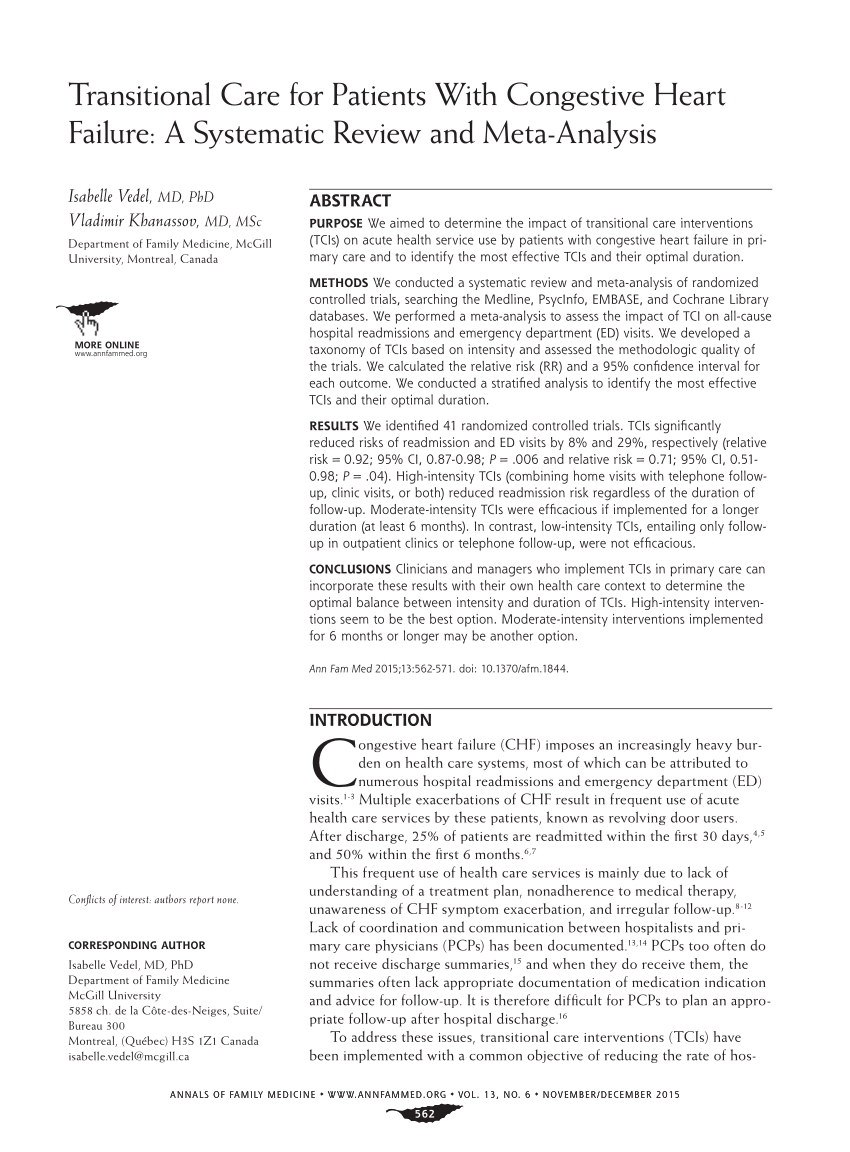 literature review on congestive cardiac failure