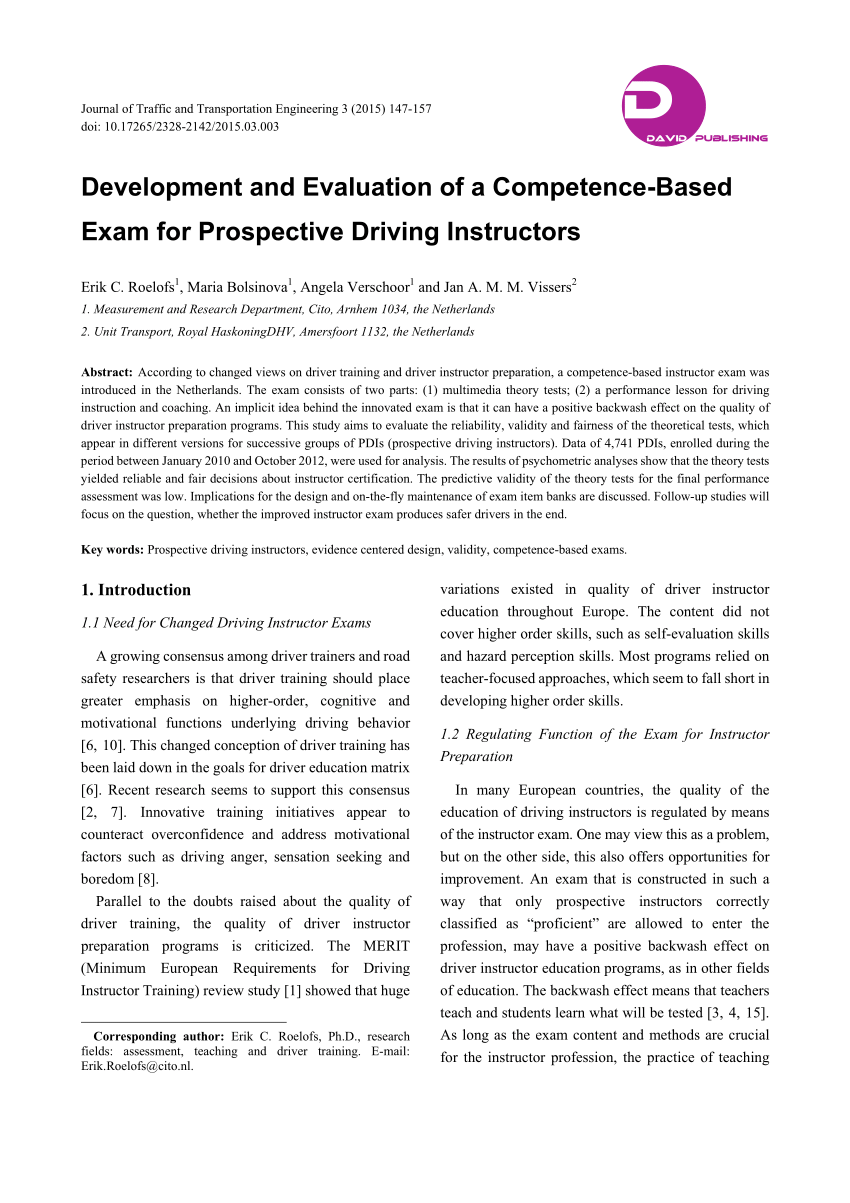 PDF) Development and Evaluation of a Competence-Based Exam for
