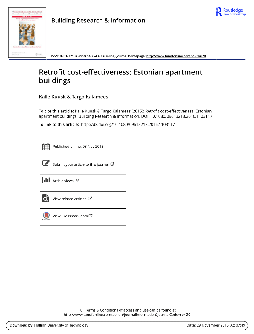 Pdf Retrofit Cost Effectiveness Estonian Apartment Buildings