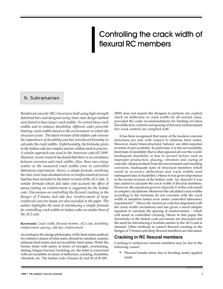 PDF) Controlling the crack width of flexural RC members