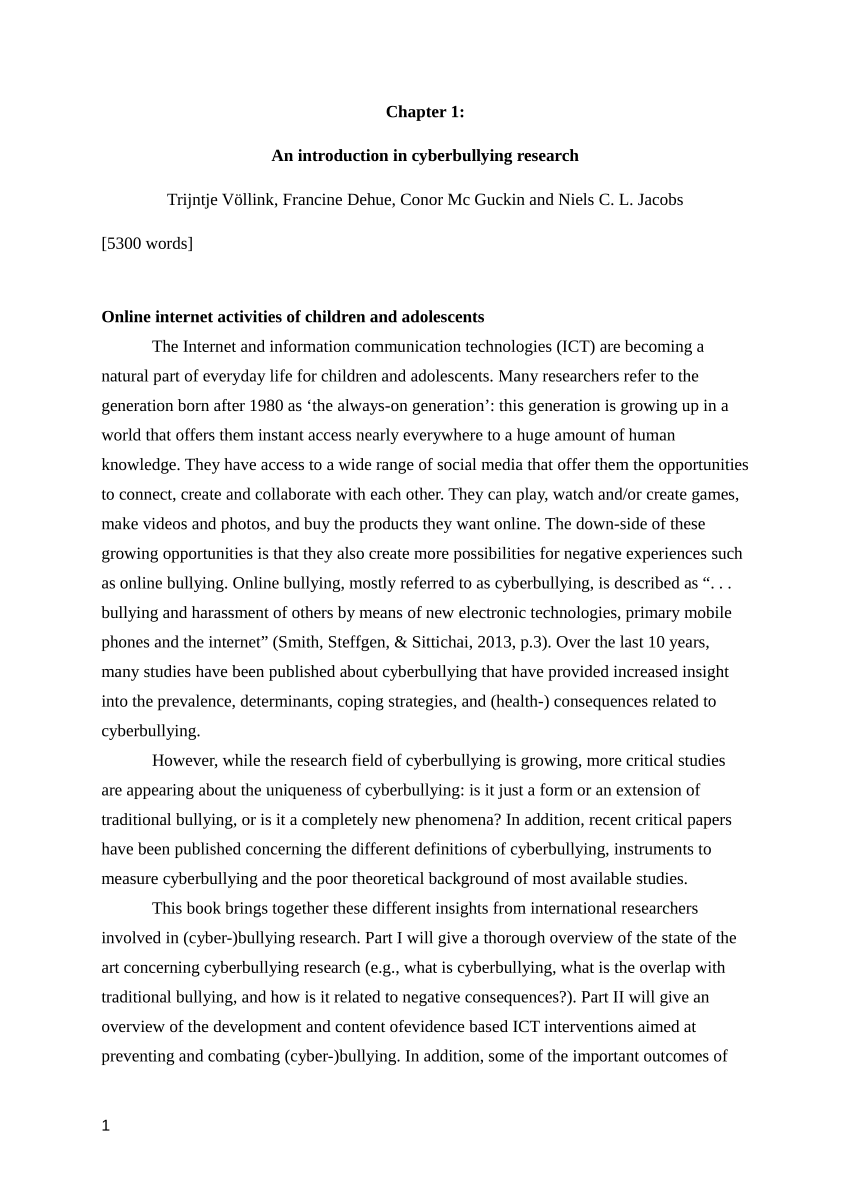 Cyber bullying research paper