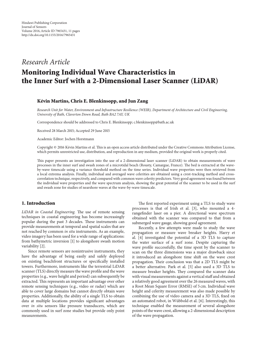 (PDF) Monitoring Individual Wave Characteristics in the Inner Surf