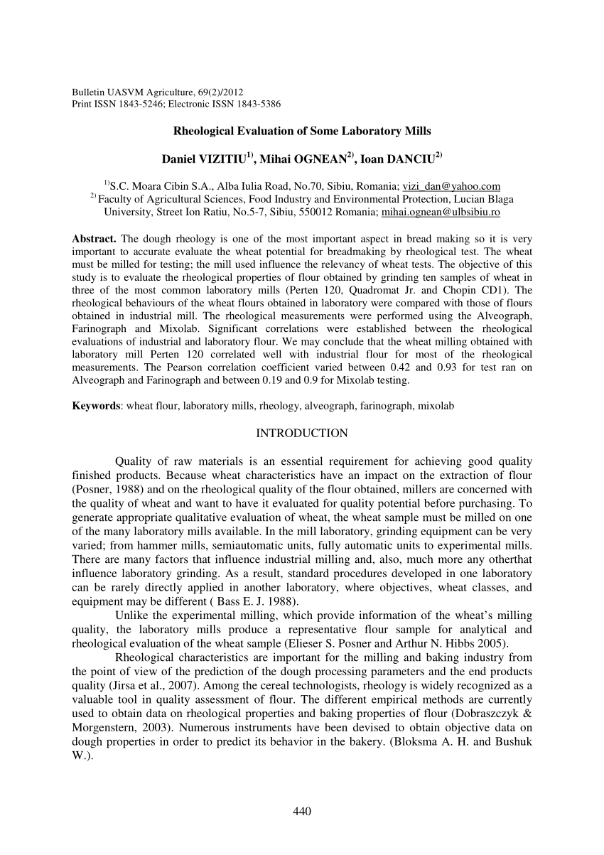 (PDF) Rheological Evaluation of Some Laboratory Mills