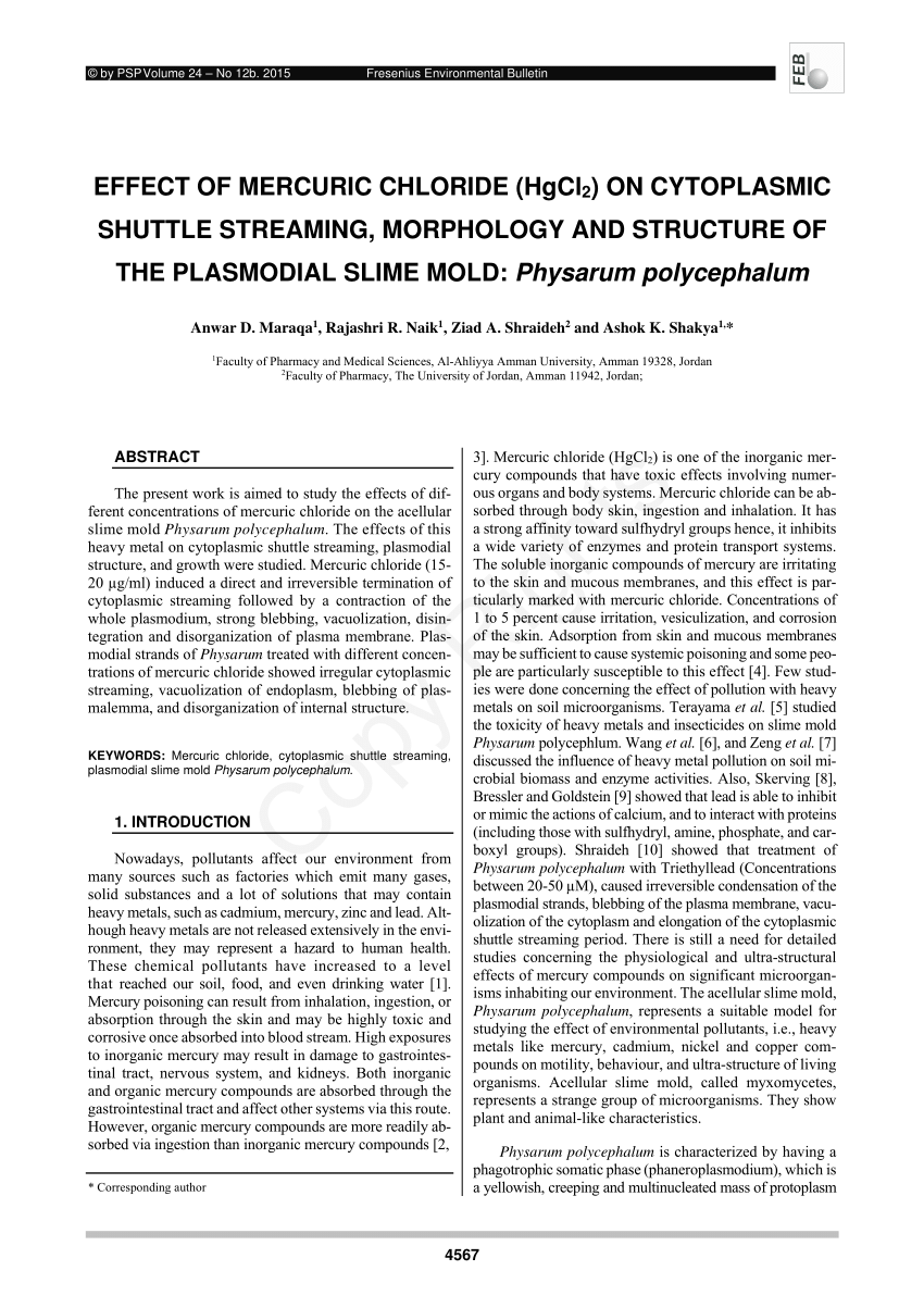 (PDF) Effect of mercuric chloride (HgCl2) on cytoplasmic shuttle ...
