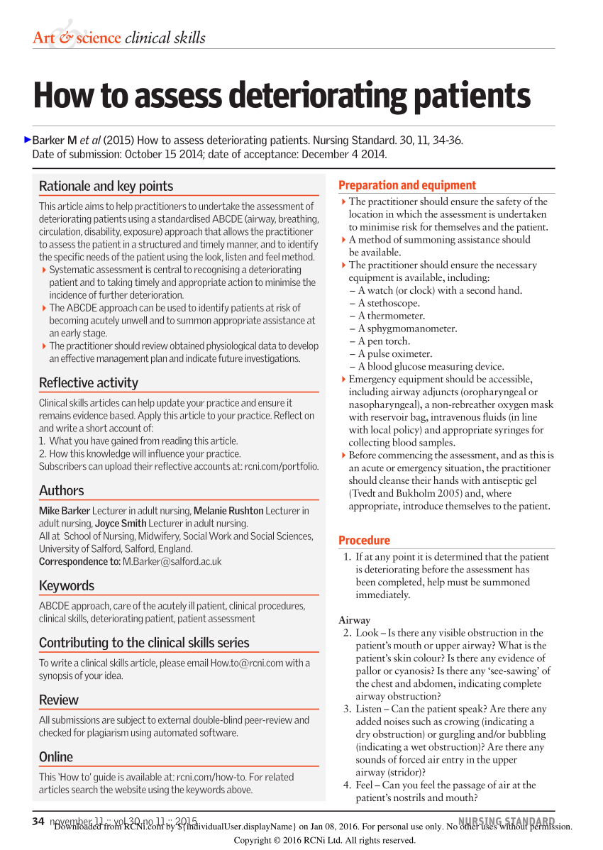 PDF How to assess deteriorating patients