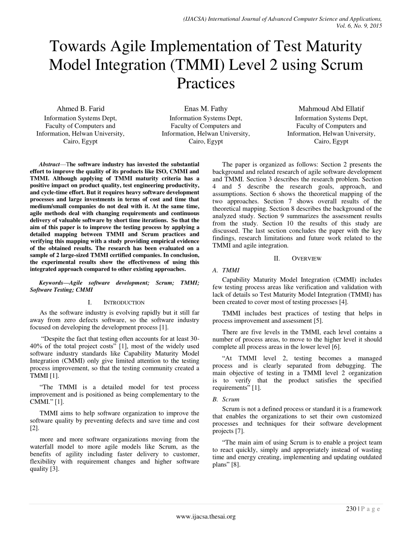 (PDF) Towards Agile Implementation of Test Maturity Model Integration Sns-Brigh10