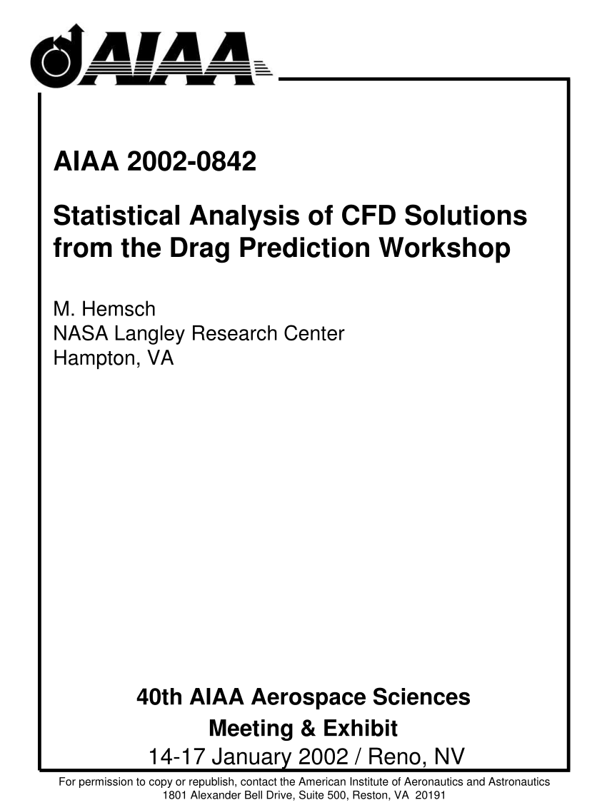 PDF) Statistical Analysis of CFD Solutions from the Drag . . .