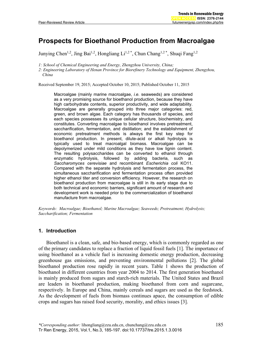 Trends and advances in sustainable bioethanol production by marine