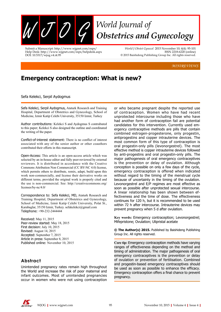 research articles for emergency contraception