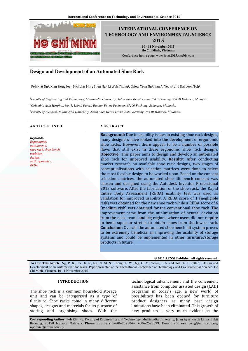 Pdf Design And Development Of An Automated Shoe Rack