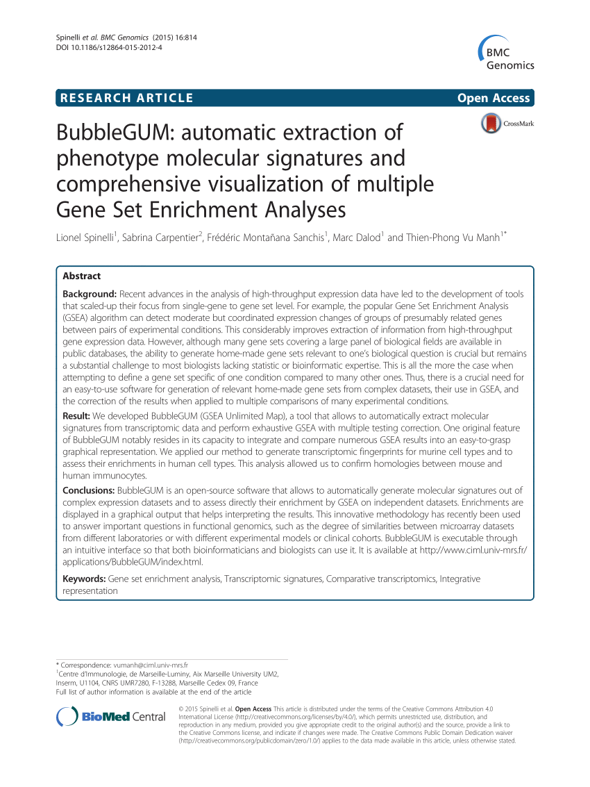 PDF) BubbleGUM: Automatic extraction of phenotype molecular signatures and  comprehensive visualization of multiple Gene Set Enrichment Analyses