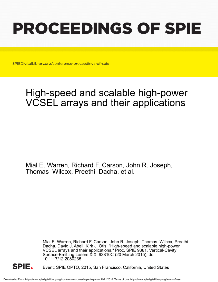 PDF) High-speed and scalable high-power VCSEL arrays and their applications