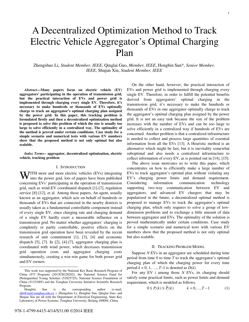 (PDF) A decentralized optimization method to track electric vehicle