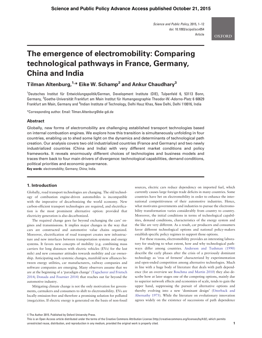 PDF) The emergence of electromobility: Comparing technological ...