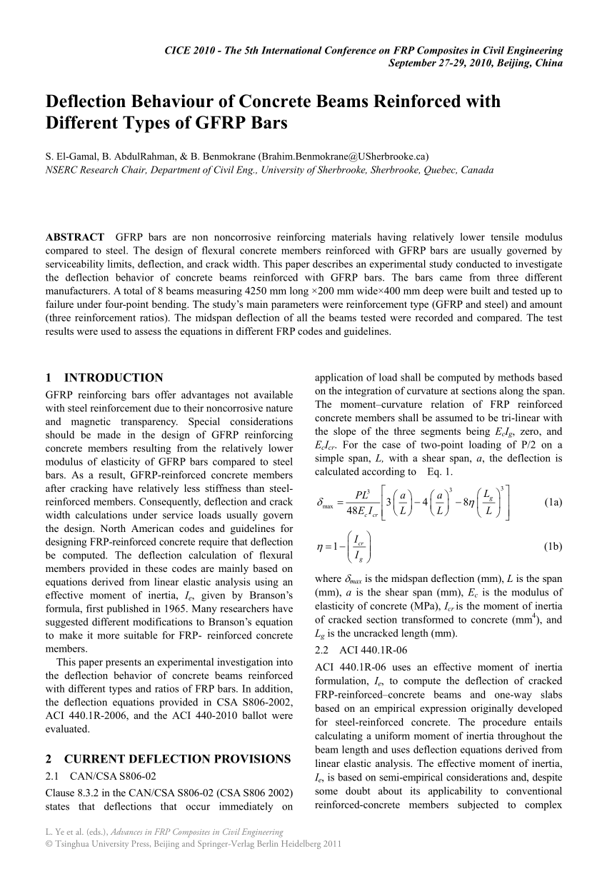 Pdf Deflection Behaviour Of Concrete Beams Reinforced With