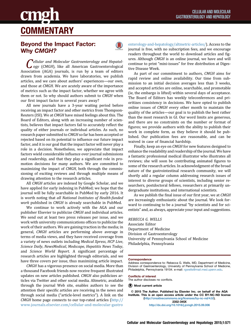 (PDF) Beyond the Impact Factor Why CMGH?