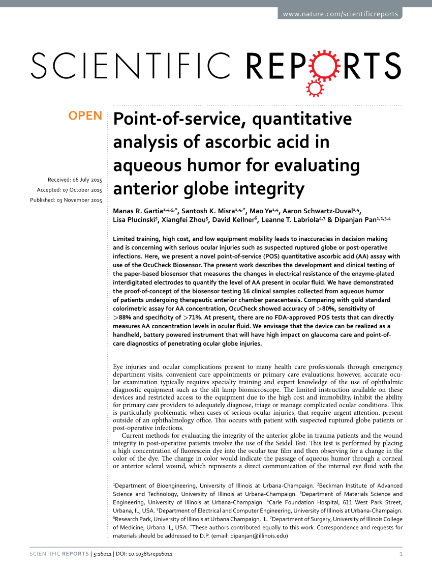 PDF) Point-of-service, quantitative analysis of ascorbic acid in ...