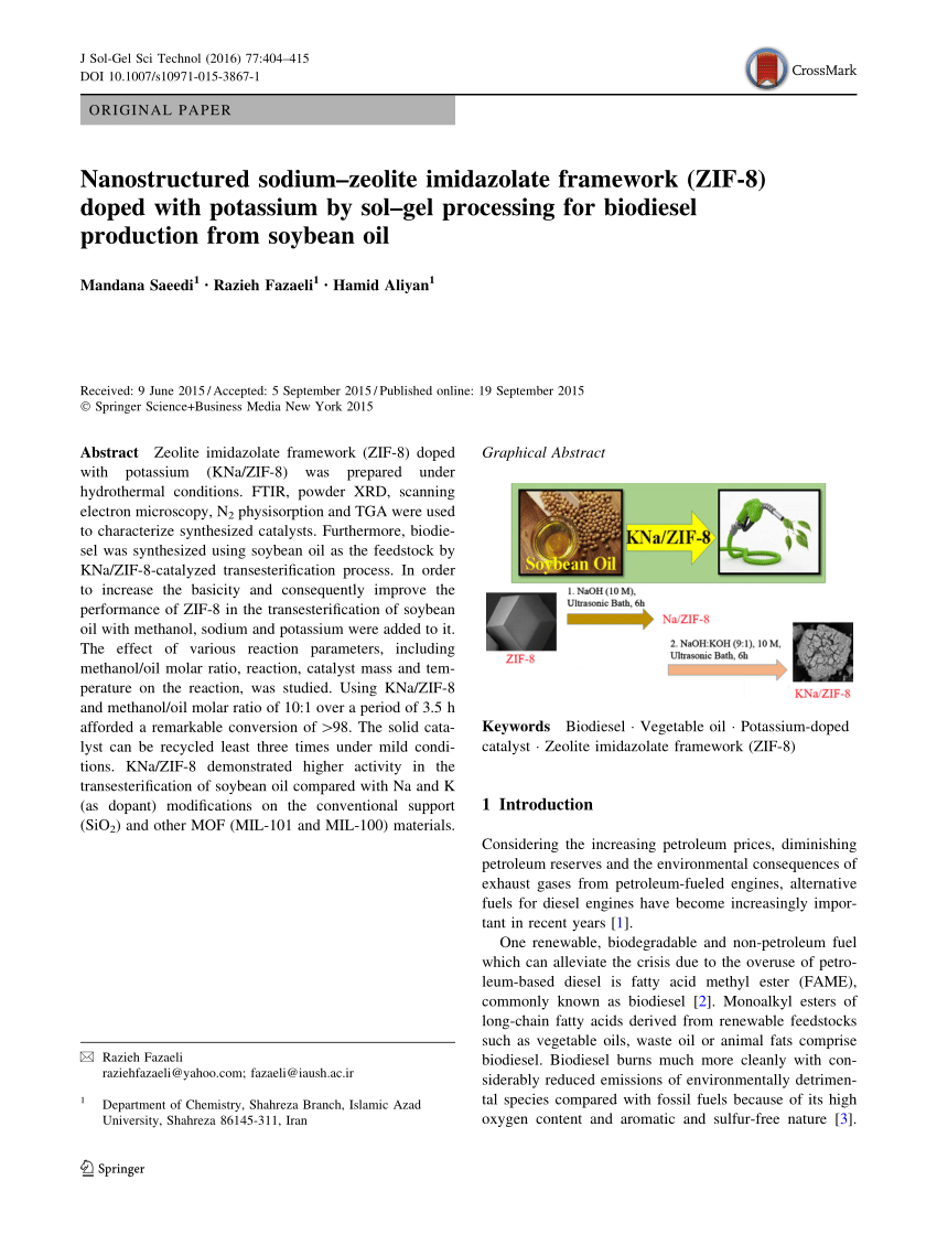 Pdf Nanostructured Sodium Zeolite Imidazolate Framework Zif 8 Doped With Potassium By Sol