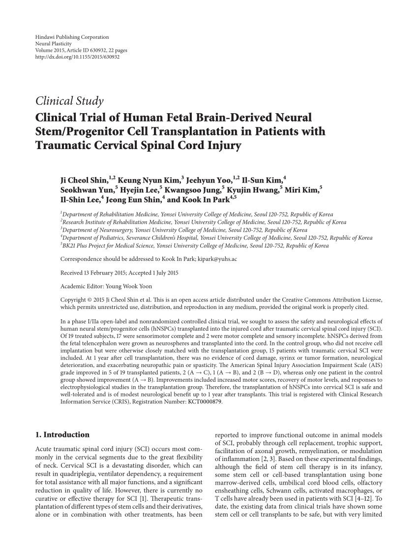 PDF) Clinical Trial of Human Fetal Brain-Derived Neural Stem