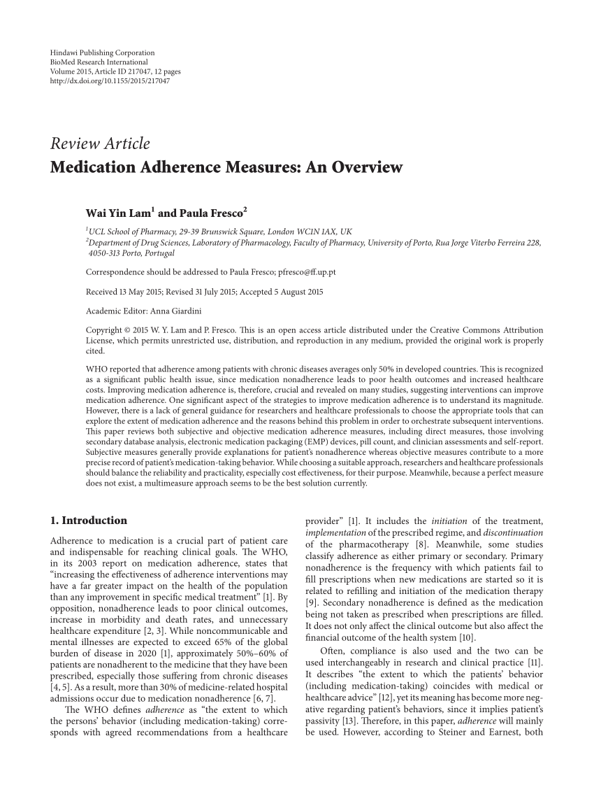 research article on medication adherence