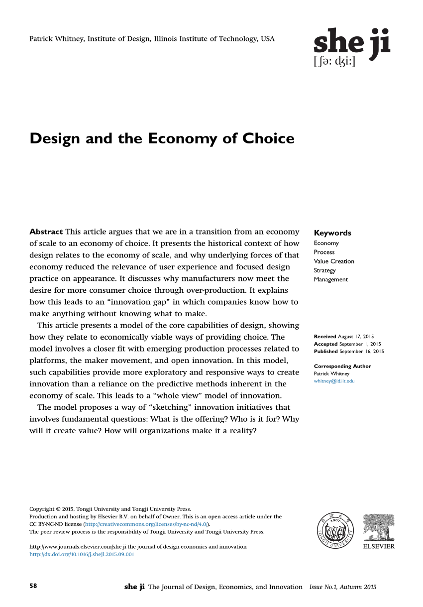 PDF) Design and the Economy of Choice