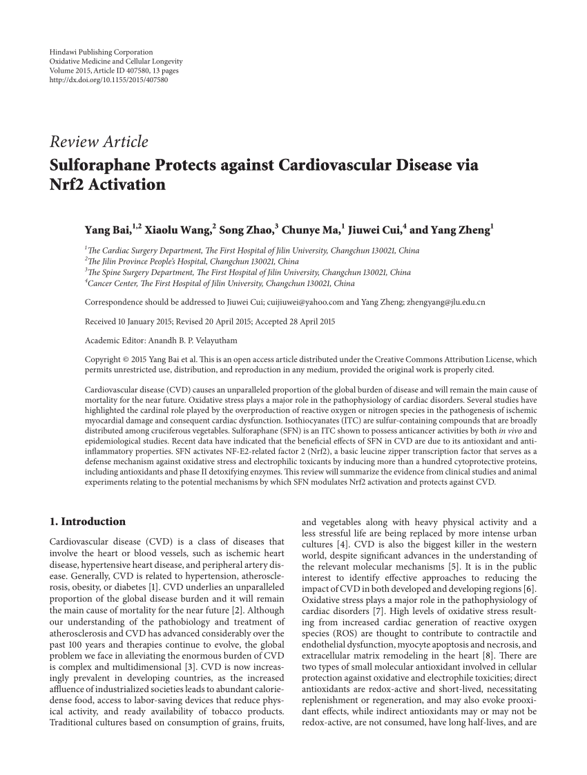 Pdf Sulforaphane Protects Against Cardiovascular Disease Via Nrf2 Activation - c'mon ley i tgo roblox id