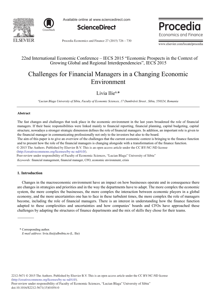 Pdf Challenges For Financial Managers In A Changing Economic