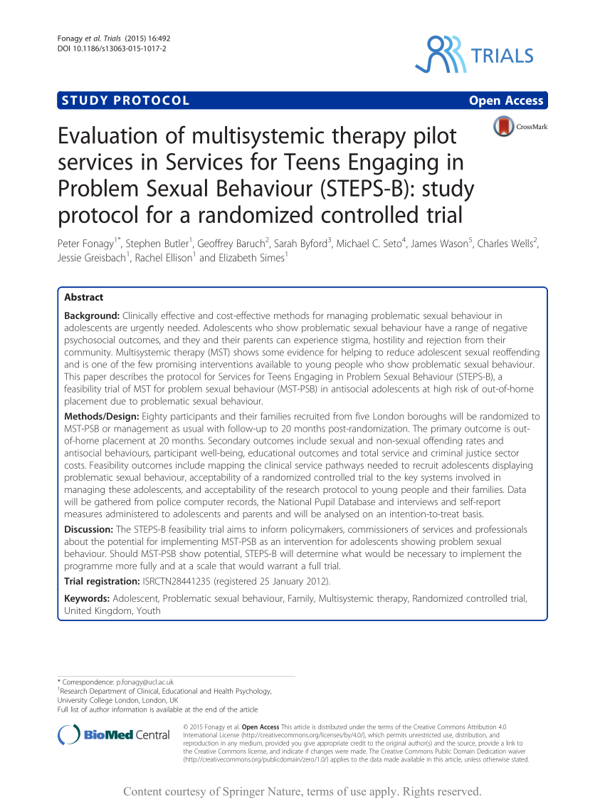 PDF Evaluation of multisystemic therapy pilot services in