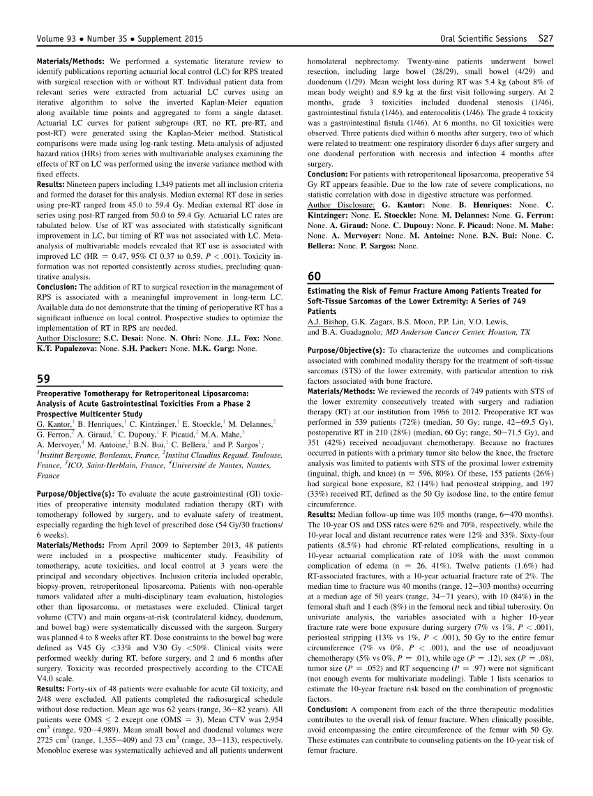 PDF Preoperative Tomotherapy for Retroperitoneal Liposarcoma  