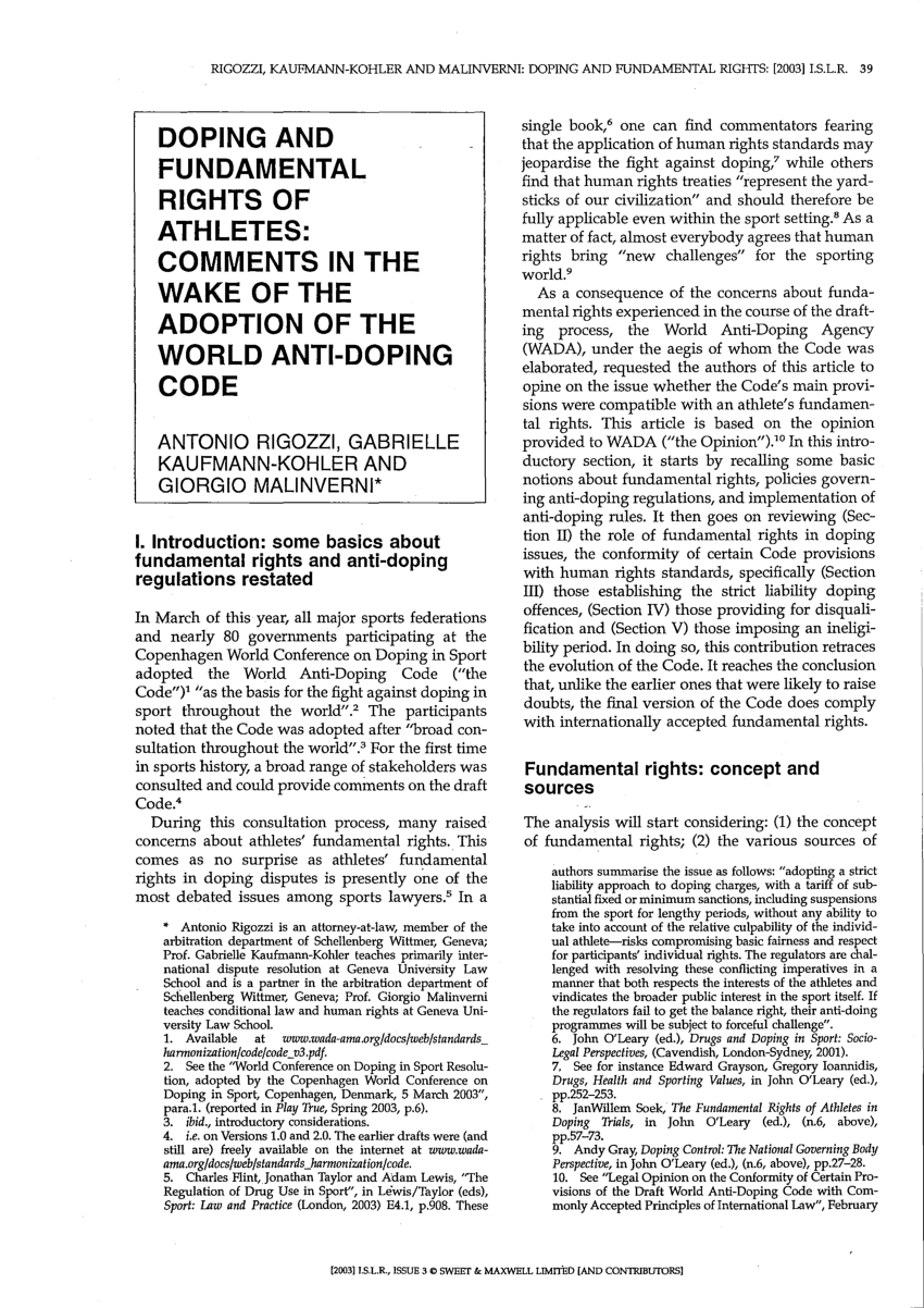 research paper on doping in sports