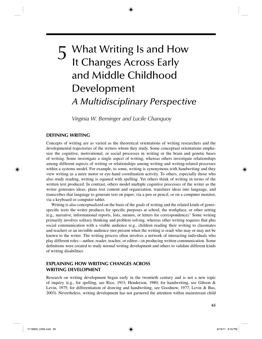 Pdf What Writing Is And How It Changes Across Early And Middle Childhood Development A Multidisciplinary Perspective