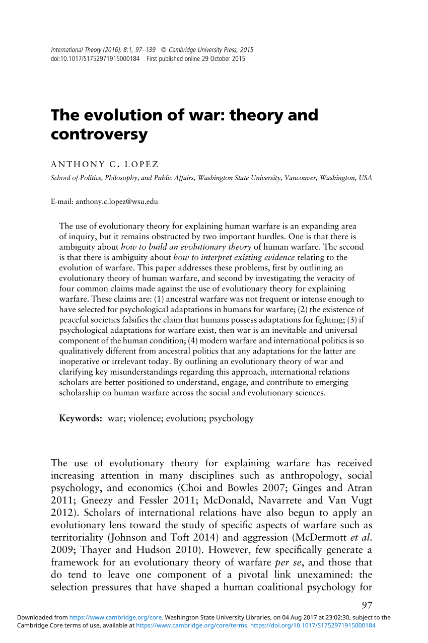 essay on evolution of war