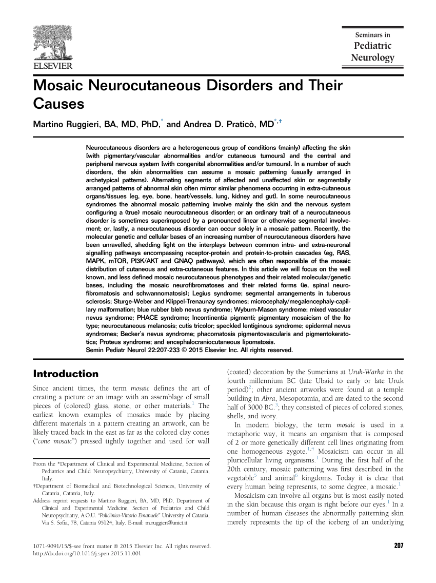 Pdf Mosaic Neurocutaneous Disorders And Their Causes