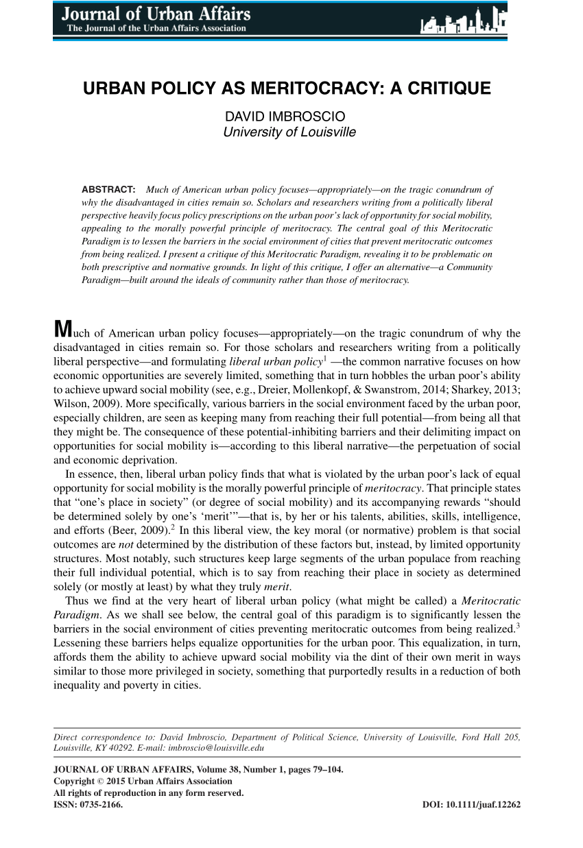 PDF) Introduction: Meritocracy in Perspective. The Rise of the Meritocracy  60 Years On: Introduction: The Rise of the Meritocracy 60 Years On