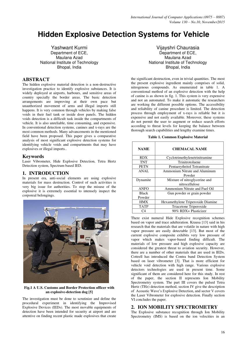 (PDF) Hidden Explosive Detection Systems for Vehicle