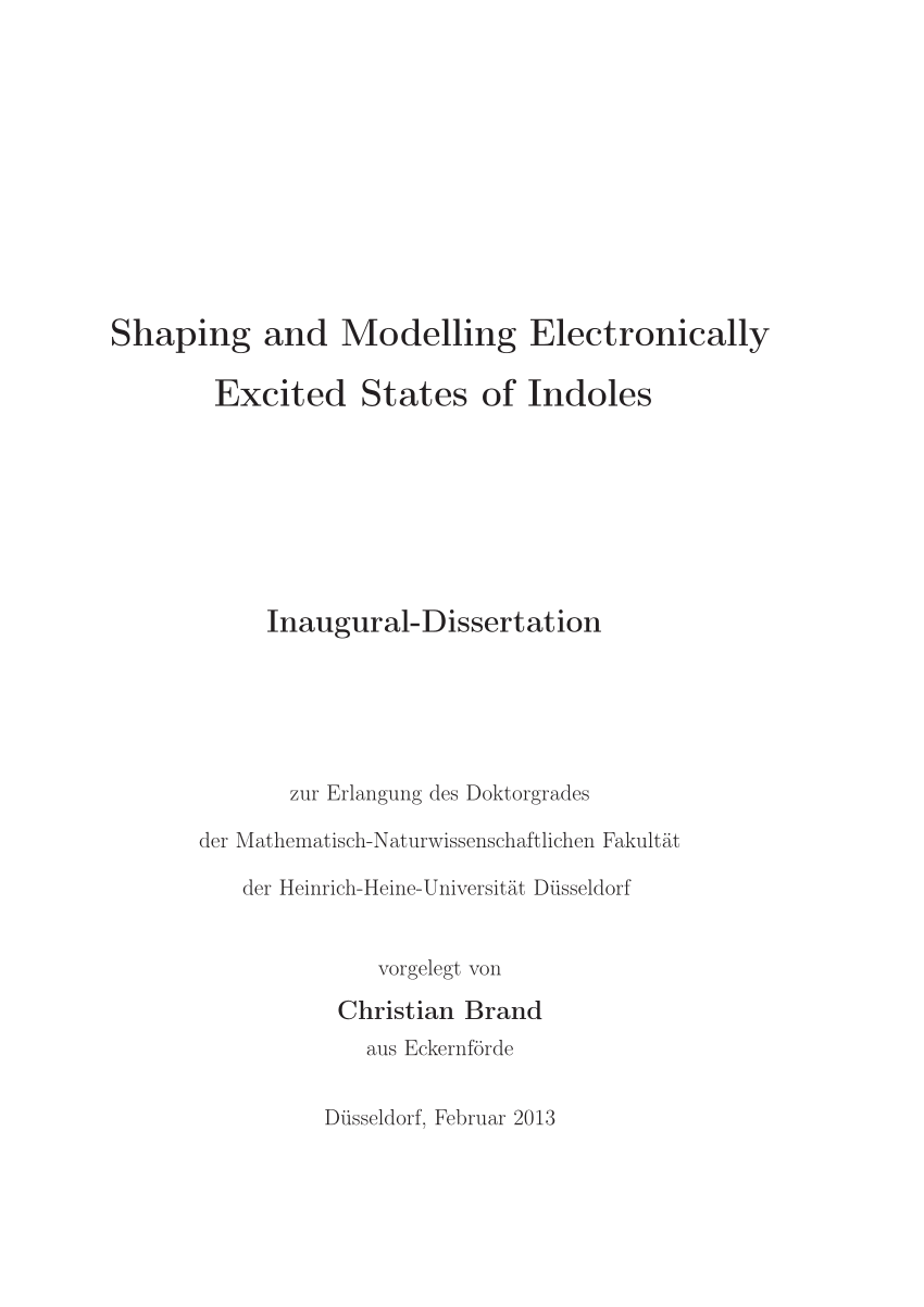 PDF) Shaping and Modelling Electronically Excited States of Indoles