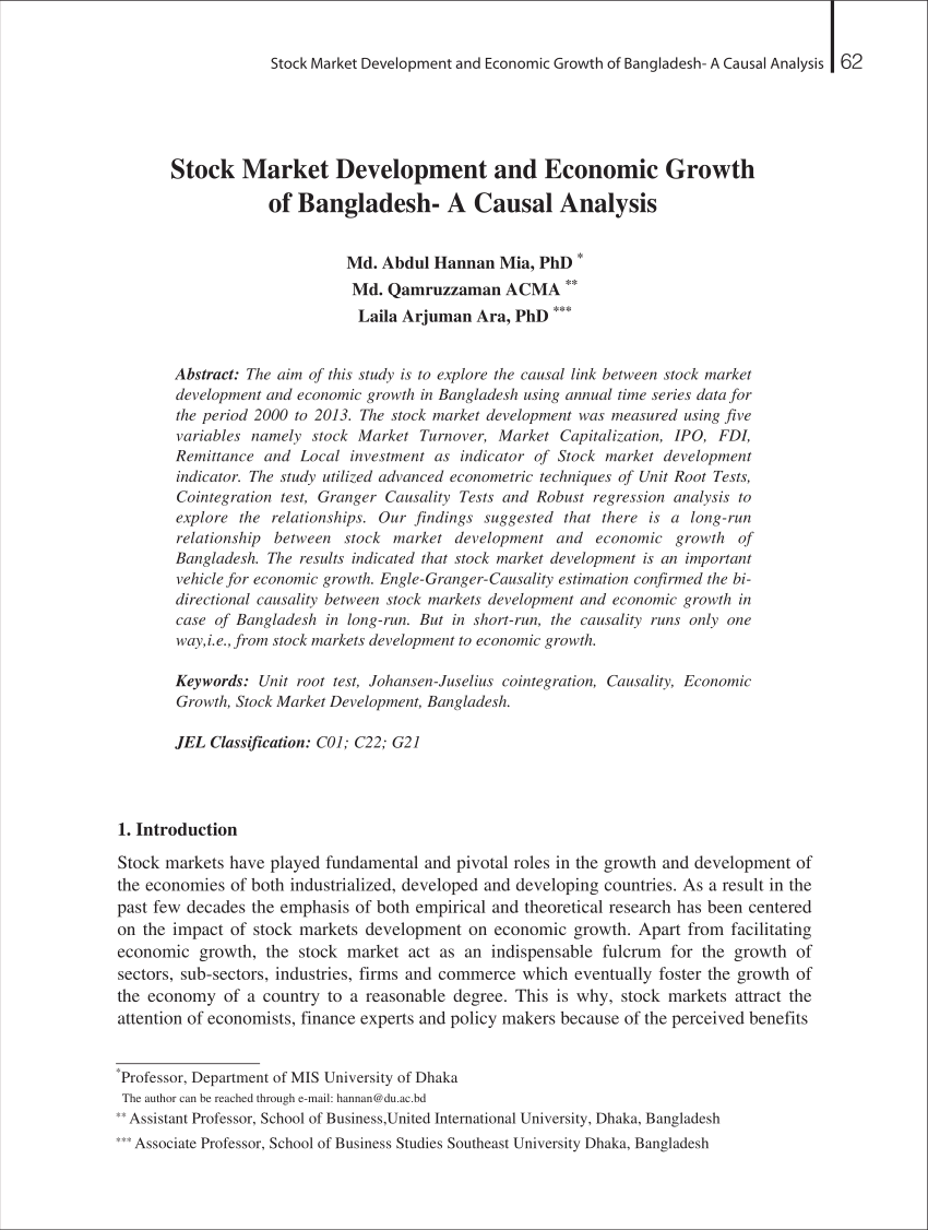 (PDF) Stock Market Development and Economic Growth of