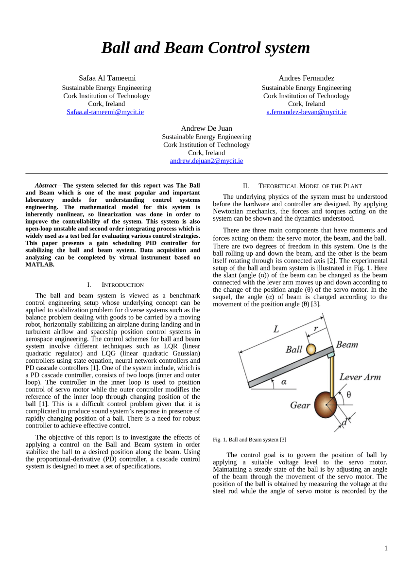 PDF) Ball and Beam Control System