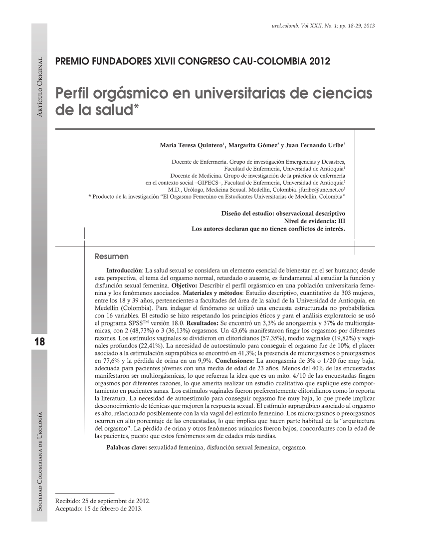PDF) Perfil orgásmico en universitarias de ciencias de la salud